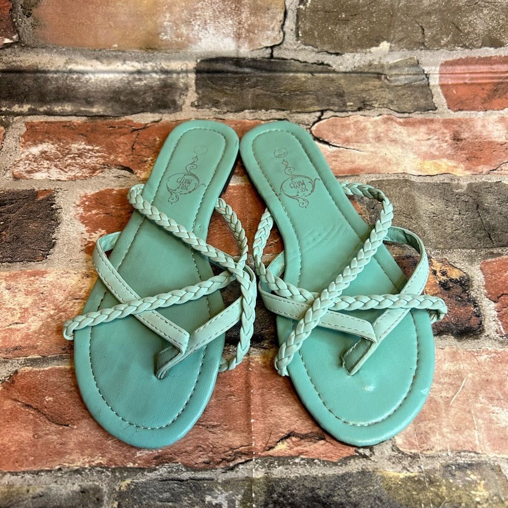 5 for $25🔥Small‎ (6/7) Teal Braided Sole Mates Sandals